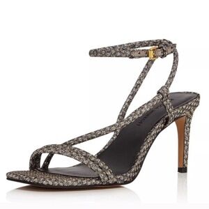 Rebecca Minkoff Silver Gold Sparkle Mesh Sandals